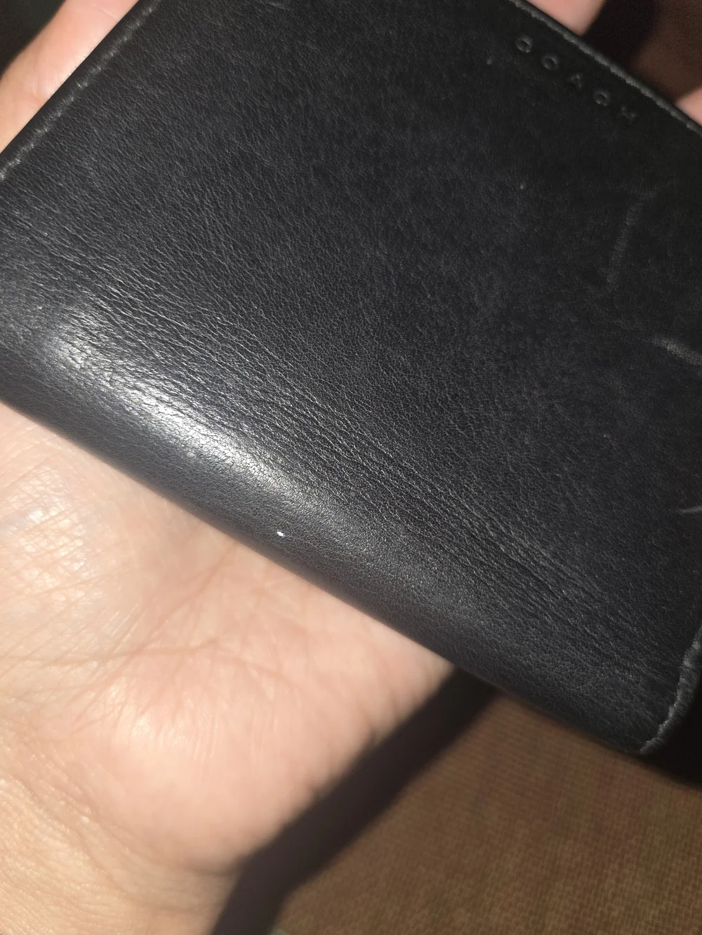 Vintage Coach Black Leather Bifold Zip Wallet